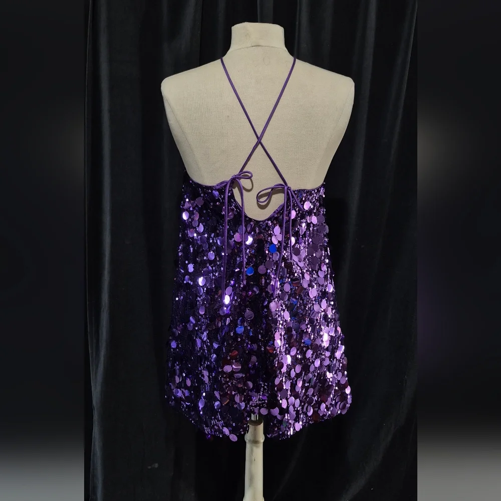 Princess Polly Purple Sequin Mini Dress - Picture 3 of 5